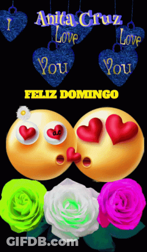 Anita Cruz Love You Feliz Domingo Hearts Smiley Faces GIF