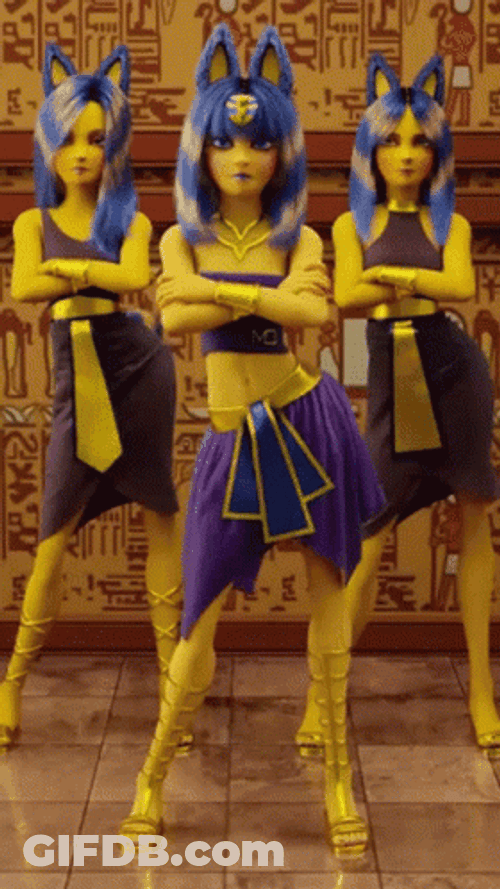 Ankha Cosplayers Dancing Gangnam Style GIF