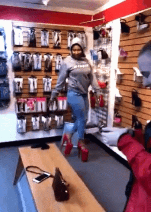 Ankle Breakers Lady In Red High Heels GIF