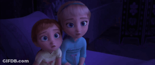 Anna And Elsa From Frozen Sitting On Bed GIF