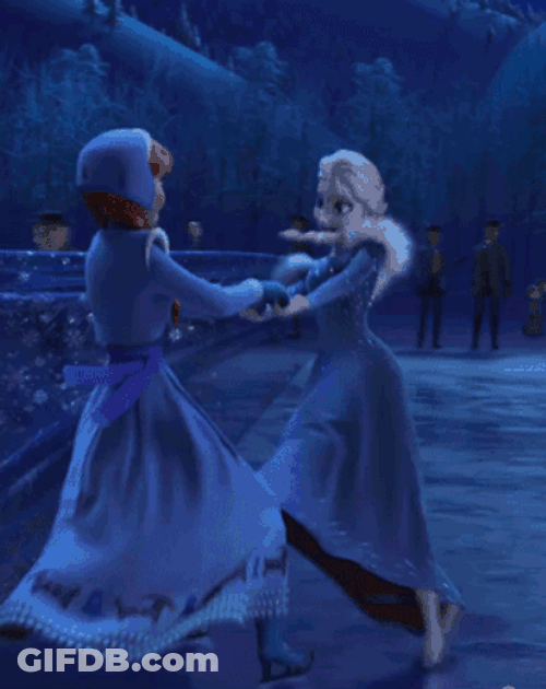 Anna And Elsa Ice Skating GIF
