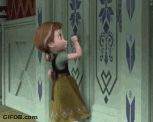 Anna From Frozen By Wall With Heart GIF