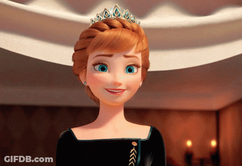 Anna From Frozen In Black Dress And Tiara GIF