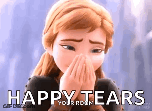 Anna From Frozen Is Crying While Covering Her Mouth With Her Hands . GIF