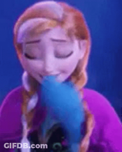 Anna From Frozen Is Eating Cotton Candy With Her Eyes Closed GIF