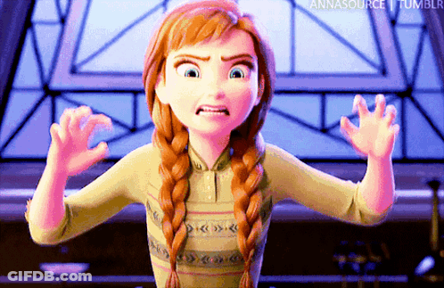 Anna From Frozen Is Making A Scary Face With Her Hands Outstretched . GIF