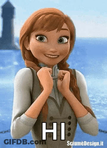 Anna From Frozen Is Smiling And Says Hi With Her Hands Folded GIF
