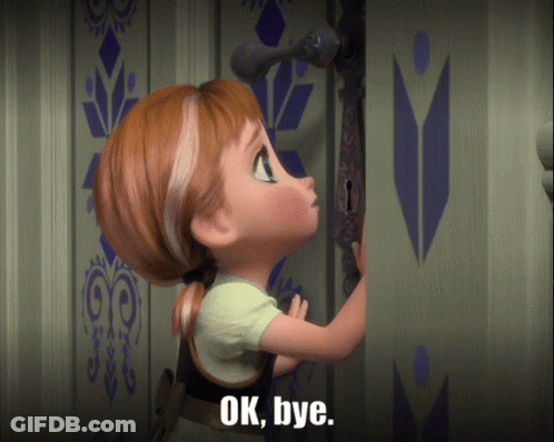 Anna From Frozen Looking At Door Saying Ok Bye GIF