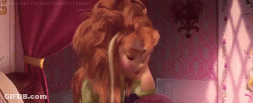 Anna From Frozen Sitting On Bed Eyes Closed Hair Blowing GIF