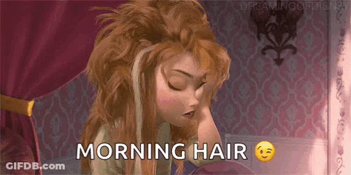 Anna From Frozen Smiley Face Morning Hair GIF