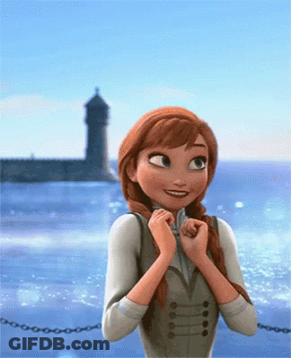 Anna From Frozen Smiling In Front Of Water GIF