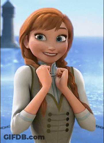 Anna From Frozen Smiling With Hands On Chest GIF