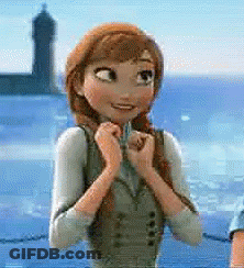 Anna From The Movie Frozen Is Standing In Front Of The Ocean . GIF