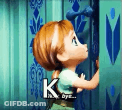 Anna Frozen Looking Out Door Saying Bye GIF