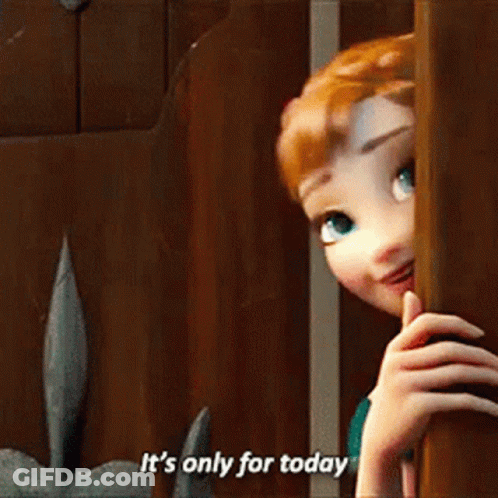 Anna Peeking Behind Door It's Only For Today GIF