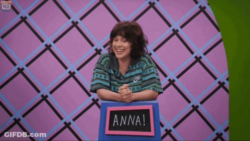Anna Says We 'Re Being Bad In Front Of A Colorful Background GIF