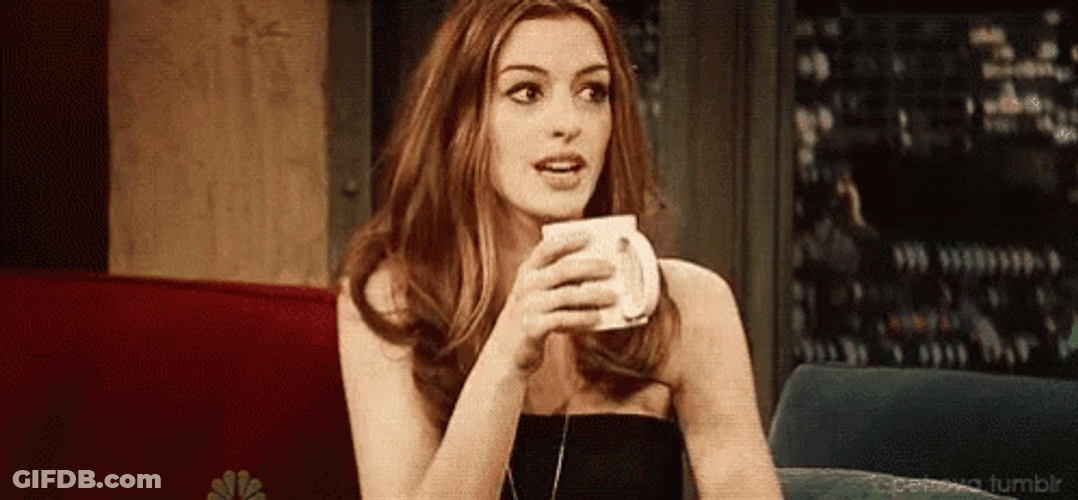 Anne Hathaway Drinking Coffee GIF