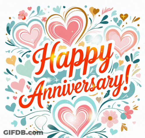 Anniversary Card Two Hearts Enjoy Your Day Together GIF
