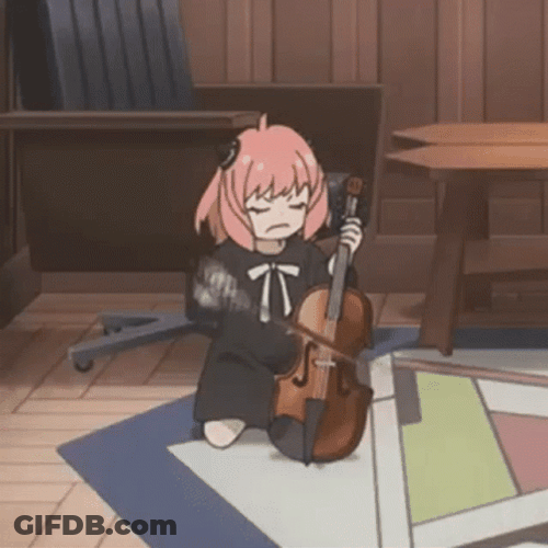 Annoyed Anya Forger Playing Violin GIF