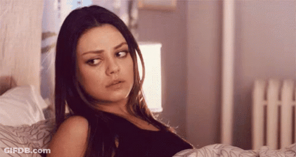 Annoyed Mila Kunis In Bed GIF