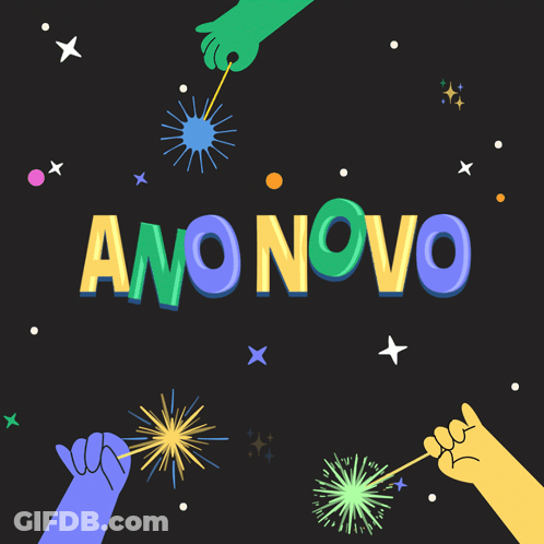 Ano Novo Fireworks On Black Background GIF
