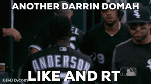Another Darrin Domah Like And Rt Written On A Baseball Player GIF