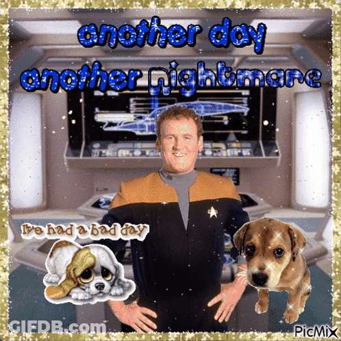 Another Day Another Nightmare With A Picture Of A Man And A Dog GIF