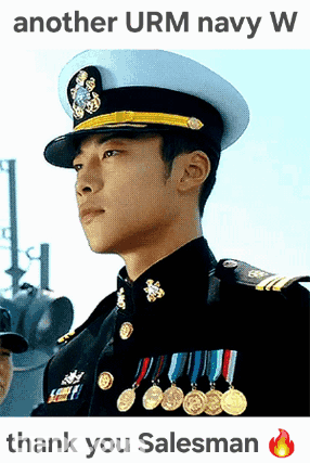 Another Urm Navy W Thank You Salesman Meme With A Man In Military Uniform GIF