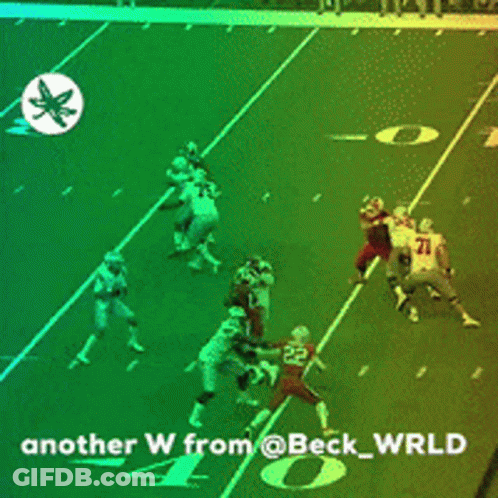Another W From @Beck_wrld Is Displayed On A Football Field GIF