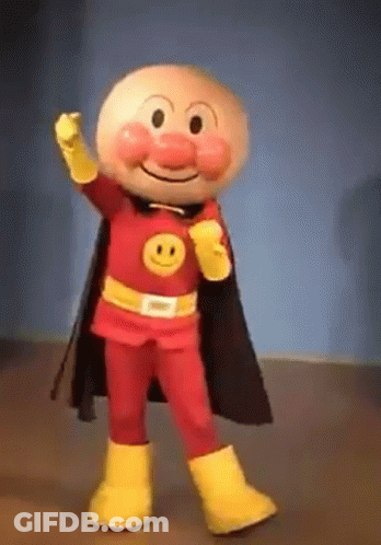 Anpanman Mascot Dancing In Cape And Yellow Boots GIF