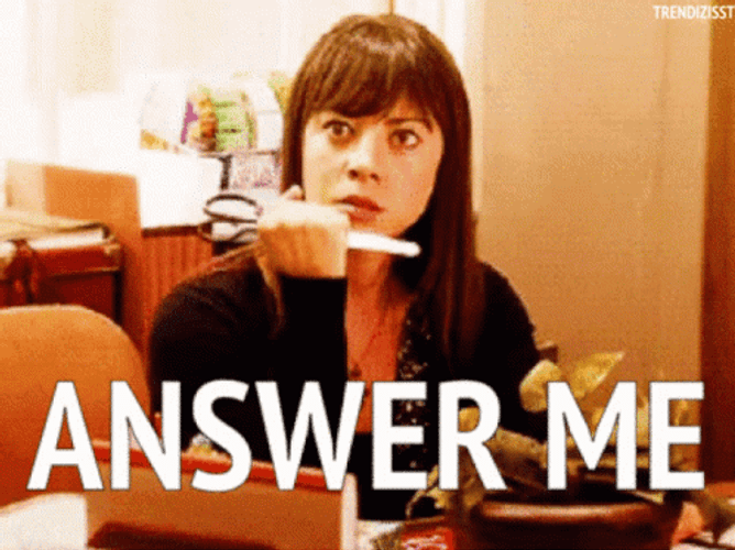 Answer Me Woman Holding Scissors GIF