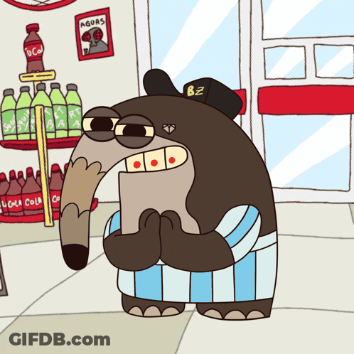 Anteater Holding Paper With Bz On Hat GIF
