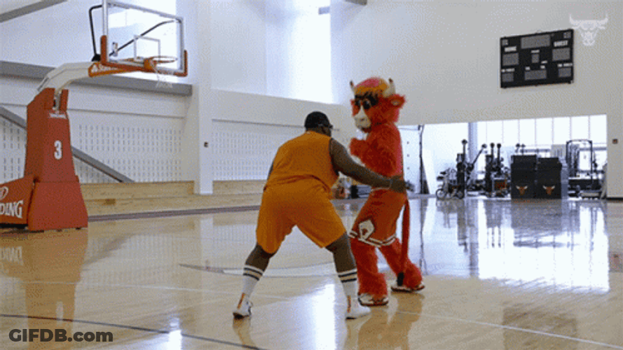 Anthony Adams Playing Basketball With Mascot GIF