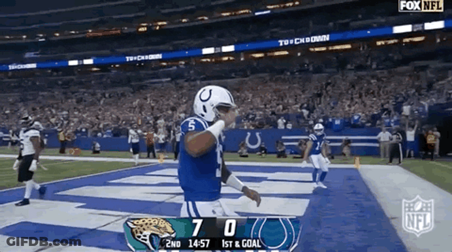 Anthony Richardson Flexing Biceps After Touchdown GIF