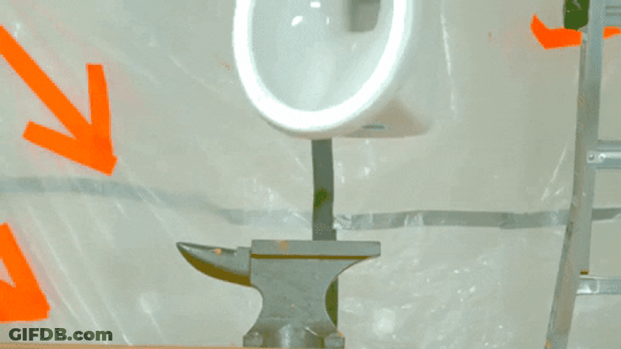 Anvil Smashed A Toilet Seat GIF