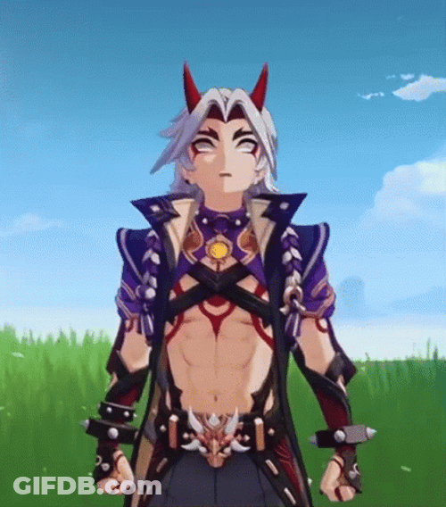 Anxious Arataki Itto Looking Up GIF