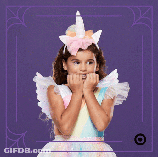 Anxious Kid Unicorn Costume Nail Biting GIF