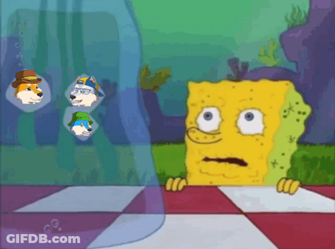Anxious Spongebob Watching Heads Swim In Water GIF