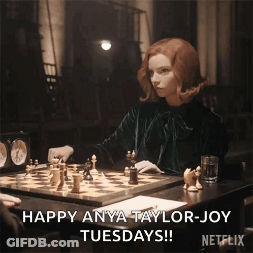 Anya Taylor-Joy Playing Chess Happy Tuesdays GIF