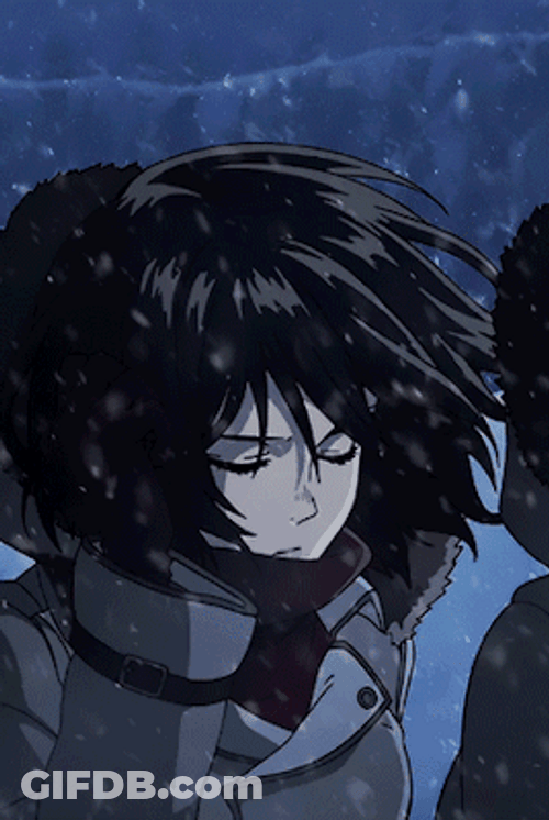Aot Mikasa Standing In Snow GIF
