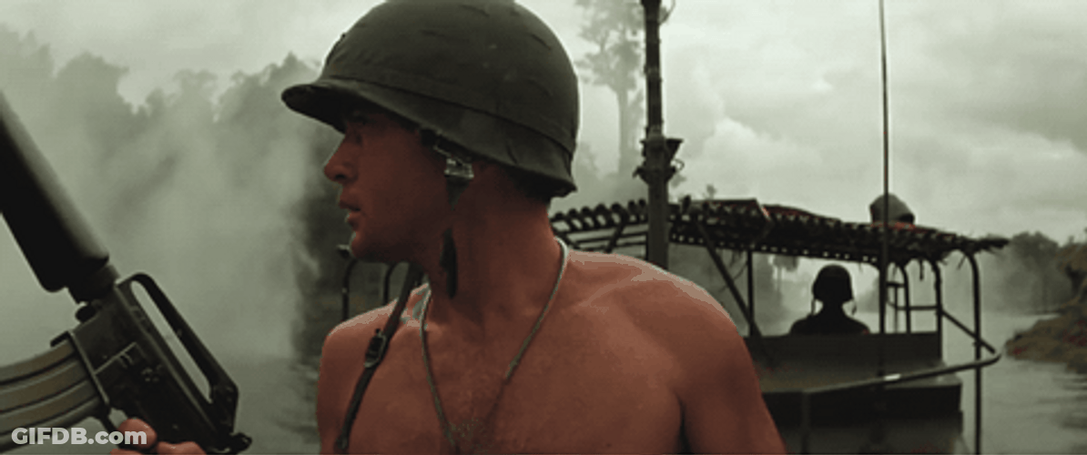 Apocalypse Now Scene Cap Benjamin L Willard Looking Around GIF