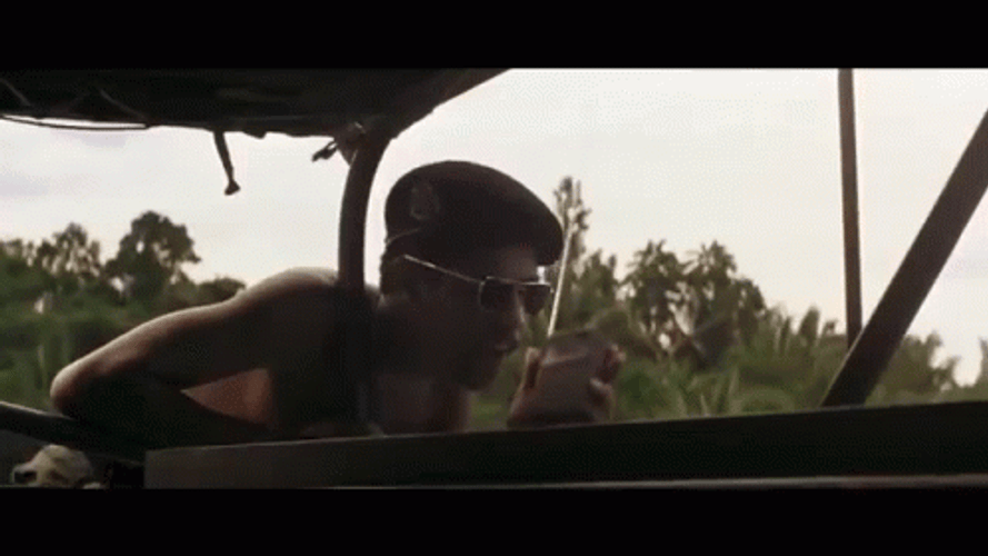 Apocalypse Now Scene Man Reporting In Radio GIF