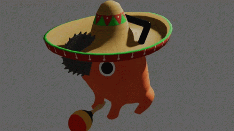 Appealing Chainsaw Man Pochita Mexican Hat GIF
