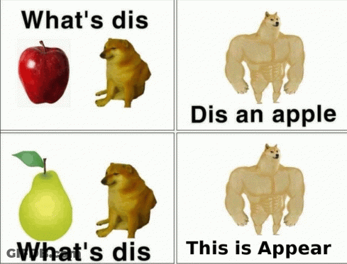 Apple Pear And Muscular Dog GIF