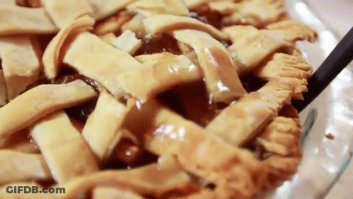 Apple Pie With Lattice Crust And Spoon GIF