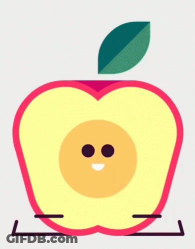 Apple With Face And Green Leaf GIF