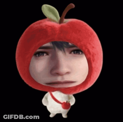 Apple With Green Leaf Surrounded By Fire GIF