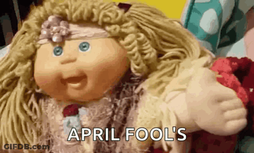 April Fools Doll Waving GIF