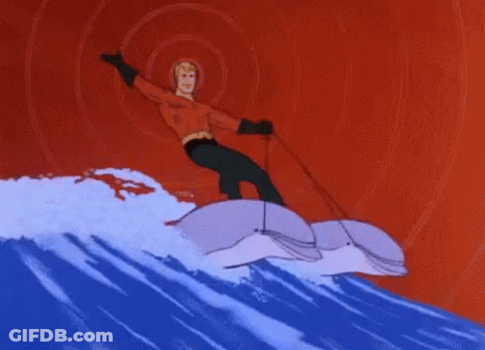 Aquaman Animated Cartoon Dolphins GIF