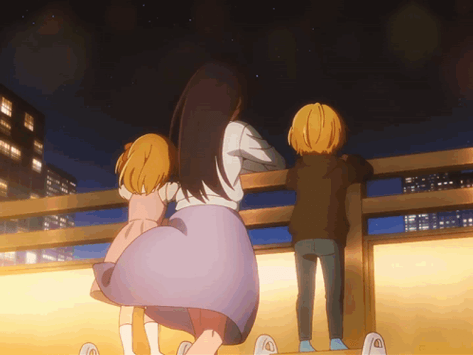 Aquamarine Ruby And Ai Hoshino Staring At Balcony GIF